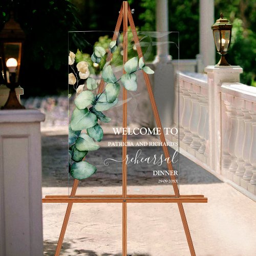Greenery Wedding Rehearsal Dinner Welcome Sign 