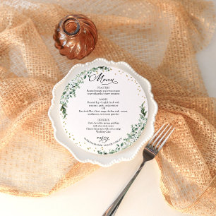 Greenery Wedding Round Circle Menu Card