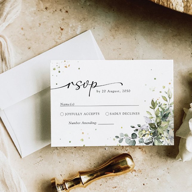 Greenery Wedding RSVP Card (Creator Uploaded)