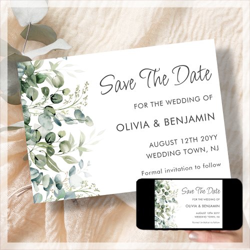 Greenery  Wedding Save The Date Card