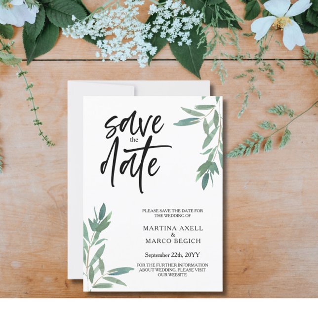 Greenery Wedding Save the date Invitation (Creator Uploaded)
