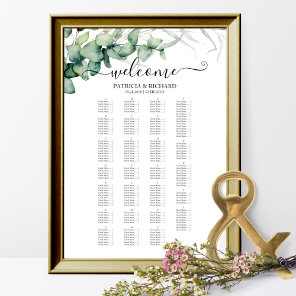 Greenery Wedding Seating Chart Alphabetical Order