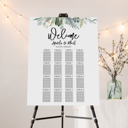 Greenery Wedding Seating Chart Board