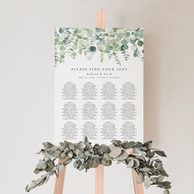 Greenery Wedding Seating Chart Foam Board (Creator Uploaded)