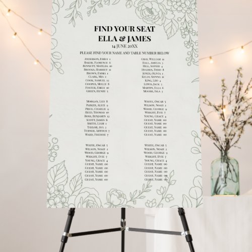 Greenery Wedding Seating Chart Sign
