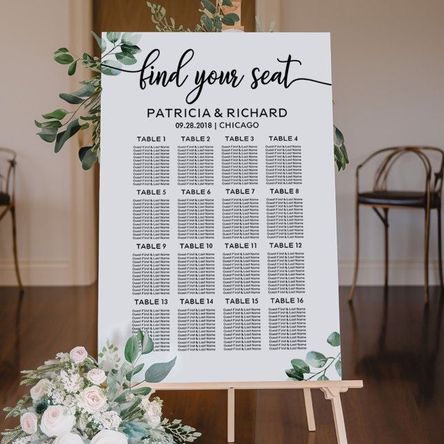 Greenery Wedding Seating Charts Foam Board (Creator Uploaded)