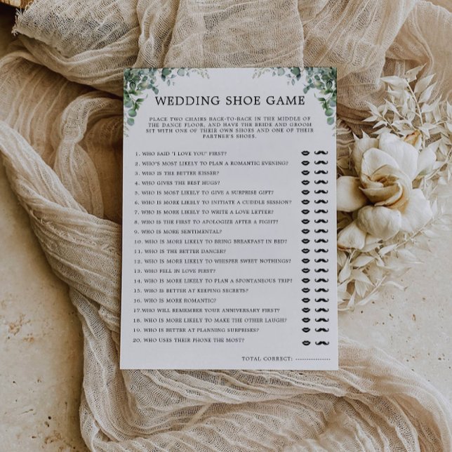 Greenery Wedding Shoe Game Template, Invitation (Greenery Wedding Shoe Game Template, Invitation)