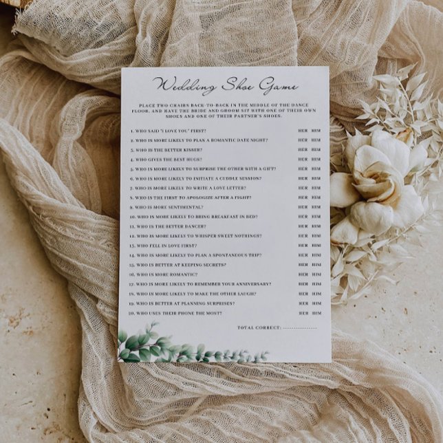 Greenery Wedding Shoe Game Template, Invitation (Greenery Wedding Shoe Game Template, Invitation)