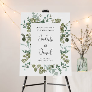 Greenery Wedding Spanish welcome sign