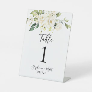 Greenery wedding Table number pedestal sign