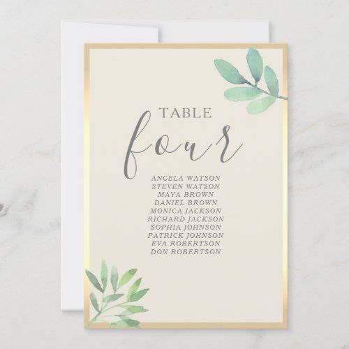 Greenery Wedding Table Number Seating Chart