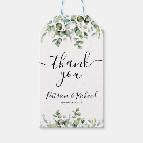 Greenery Wedding Thank You Gift Tags