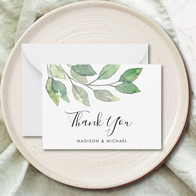 Greenery Wedding Thank You  Note Card (Creator Uploaded)