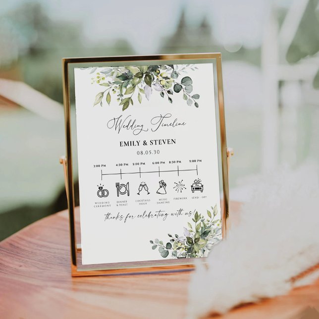 Greenery Wedding Timeline Sign (Creator Uploaded)