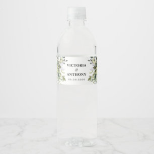 Greenery Wedding Water Bottle Labels