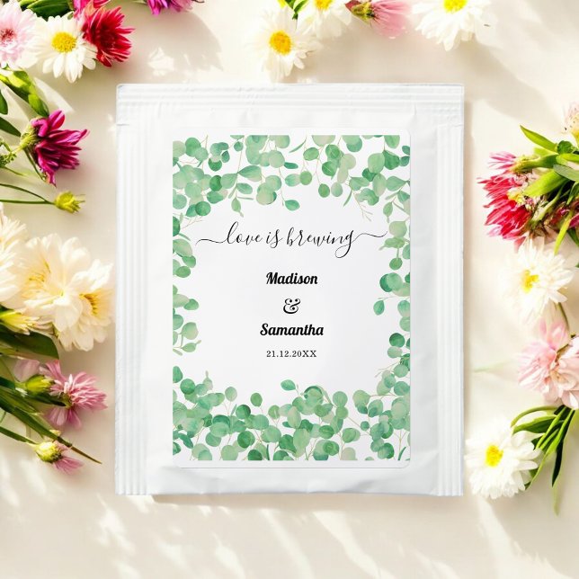 Greenery Wedding Watercolor Eucalyptus  Tea Bag Drink Mix (Creator Uploaded)