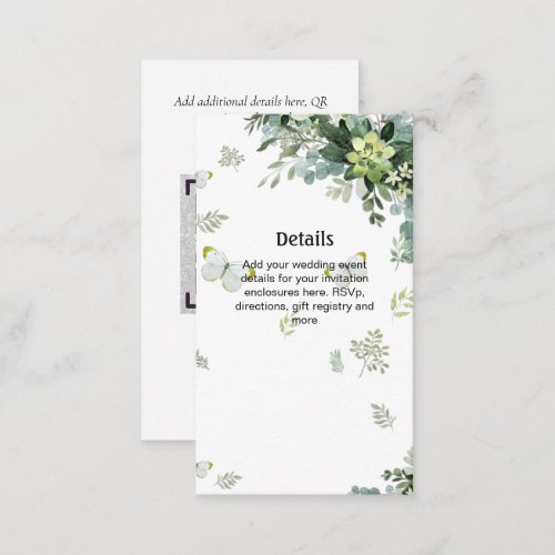 Greenery Wedding Website Details QRCode RSVP Hotel Enclosure Card