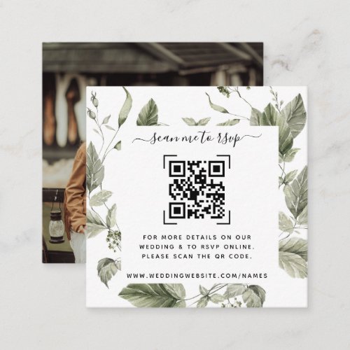 Greenery Wedding Website  QR Code Enclosure Card