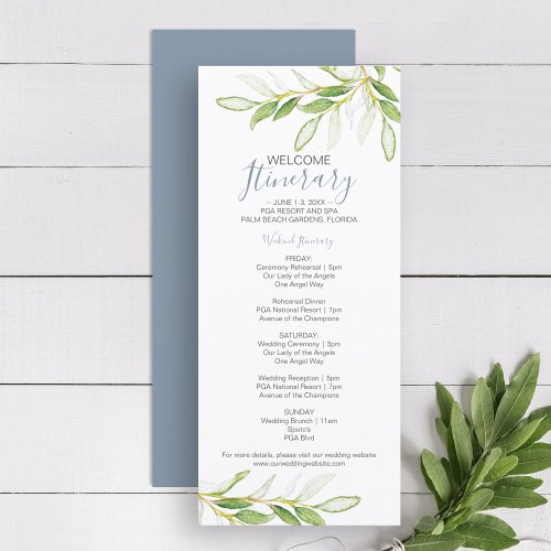 Greenery Wedding Weekend Itinerary for Guests