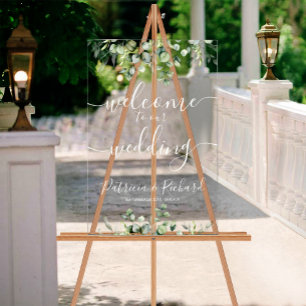 Greenery Wedding Welcome Acrylic Sign