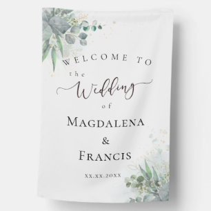 greenery wedding welcome house flag