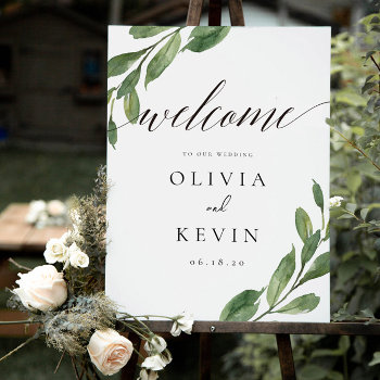 Greenery Wedding Welcome Sign by Precious_Presents at Zazzle