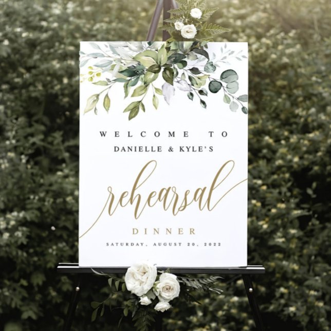 Greenery Wedding Welcome Sign Template, Happily  (Creator Uploaded)