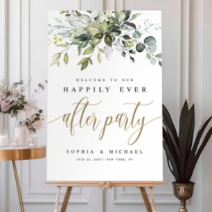 Greenery Wedding Welcome Sign Template Happily Eve