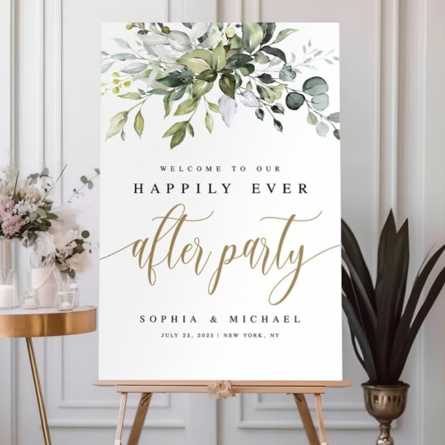 Greenery Wedding Welcome Sign Template Happily Eve (Creator Uploaded)