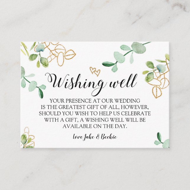 Greenery Wedding Wishing Well Card (Front)