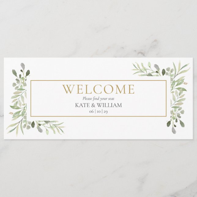 Greenery Welcome Header Hanging Seating Chart  (Front)