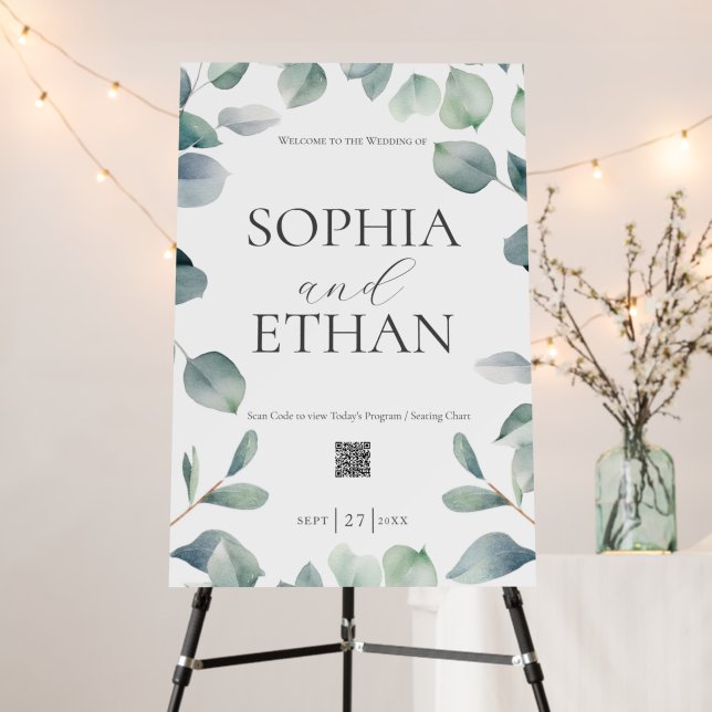 Greenery Welcome Sign with QR Code (In Situ (Stand))