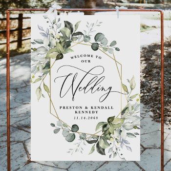 Greenery Welcome To Our Wedding Eucalyptus Sign Lg by RusticWeddings at Zazzle