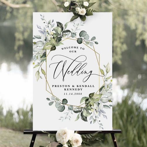 Greenery Welcome to Our Wedding Eucalyptus Sign XL