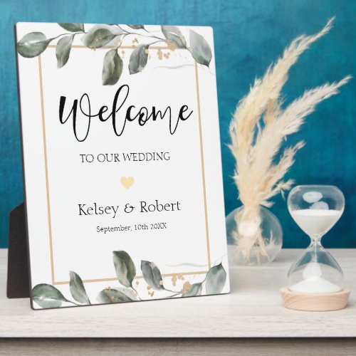 Greenery Welcome Wedding sign  Plaque