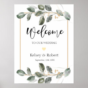 Greenery Welcome Wedding sign Poster