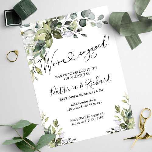 Greenery Were Engaged Engagement Party Invitation