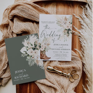 Greenery Western Boho Wedding Invitation Card 