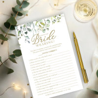 Greenery What Is the Bride Wearing Shower Game