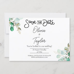Greenery Whimsical Save The Date Invitation