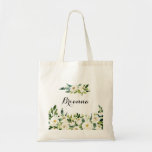 Greenery White Autumn Floral Bridesmaid Tote Bag<br><div class="desc">This greenery white autumn floral bridesmaid tote bag is the perfect wedding gift to present your bridesmaids and maid of honor for a rustic wedding. The design features elegant watercolor white peonies with green foliage.</div>