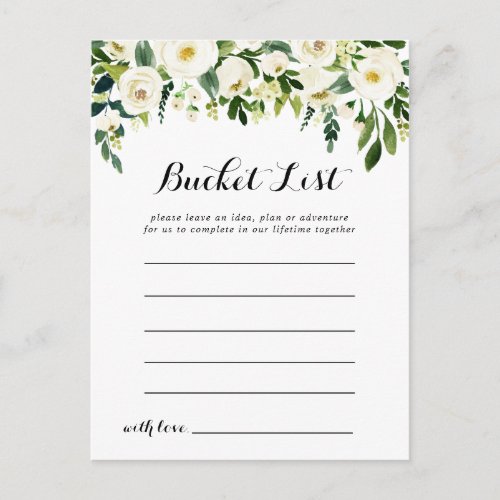 Greenery White Autumn Floral Bucket List Cards