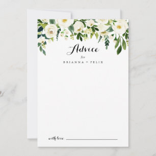 Greenery White Autumn Floral Calligraphy Wedding Advice Card