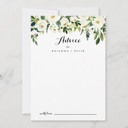 Greenery White Autumn Floral Calligraphy Wedding Advice Card