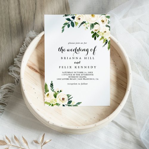 Greenery White Autumn Floral The Wedding Of Invitation