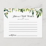Greenery White Autumn Floral Wedding Advice Card<br><div class="desc">This greenery white autumn floral wedding advice card is perfect for a rustic wedding. The design features elegant watercolor white peonies with green foliage. These cards are perfect for a wedding, bridal shower, baby shower, graduation party & more. Personalize the cards with the names of the bride and groom, parents-to-be...</div>