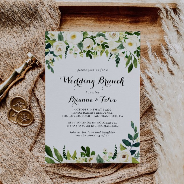 Greenery White Autumn Floral Wedding Brunch Invitation (Creator Uploaded)