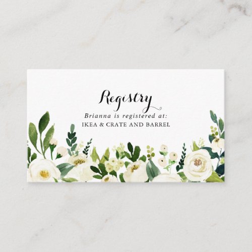 Greenery White Autumn Floral Wedding Gift Registry Enclosure Card