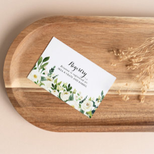 Greenery White Autumn Floral Wedding Gift Registry Enclosure Card