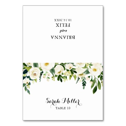 Greenery White Autumn Floral Wedding Place Card
